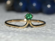 Natural Emerald Ring | Emerald Stacking Ring | Gold Emerald Ring | Minimalist Silver Emerald Ring -