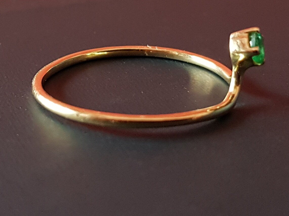 Natural Emerald Ring | Emerald Stacking Ring | Gold Emerald Ring | Minimalist Silver Emerald Ring -