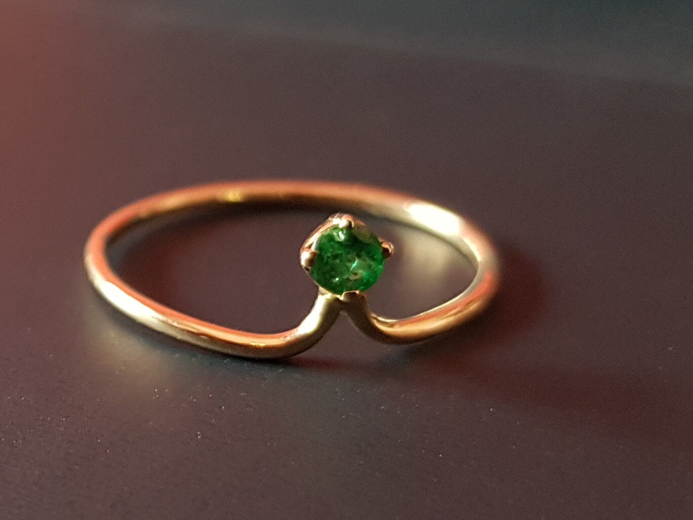 Natural Emerald Ring | Emerald Stacking Ring | Gold Emerald Ring | Minimalist Silver Emerald Ring -