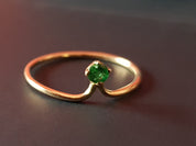 Natural Emerald Ring | Emerald Stacking Ring | Gold Emerald Ring | Minimalist Silver Emerald Ring -