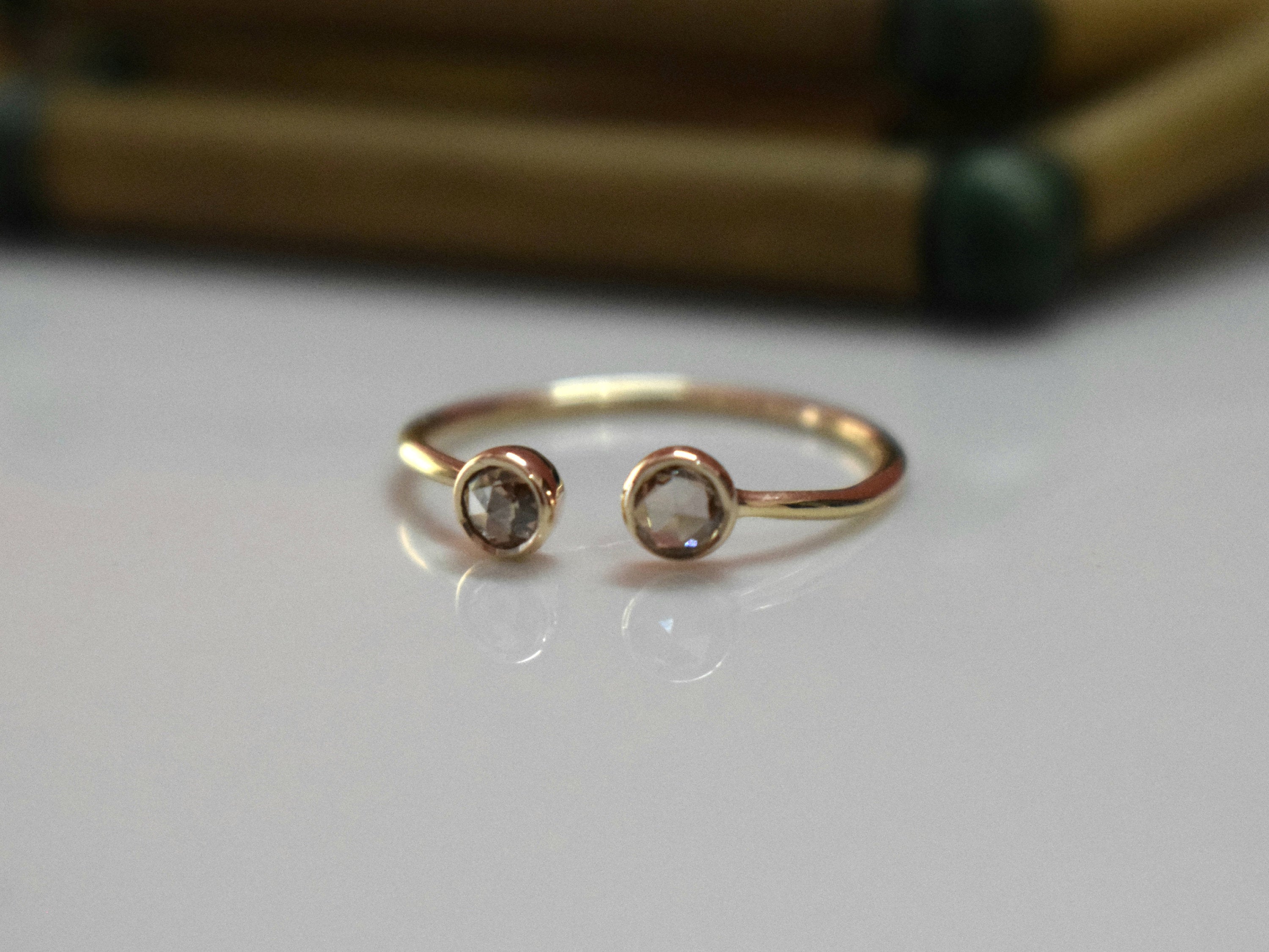 Rose Cut Diamond Ring | 9k/14k/18k Gold | Stacking Dainty Diamond Ring -