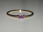 Baguette Pink Sapphire Ring | Stacking Sapphire Ring | Dainty Pink Sapphire Ring -