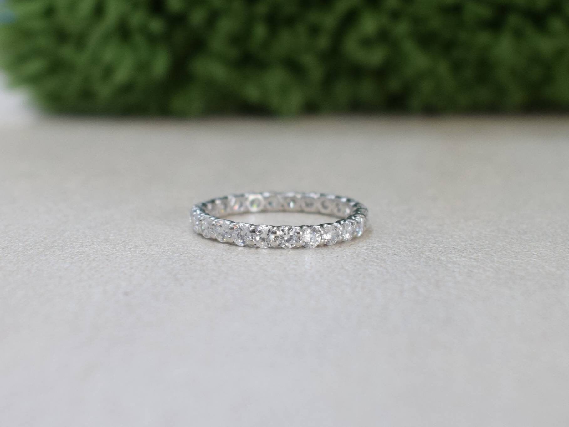 14k Solid Gold Diamond Eternity Band | Never Ending Wedding Band | White Diamond Band -