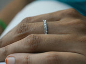 14k Solid Gold Diamond Eternity Band | Never Ending Wedding Band | White Diamond Band -