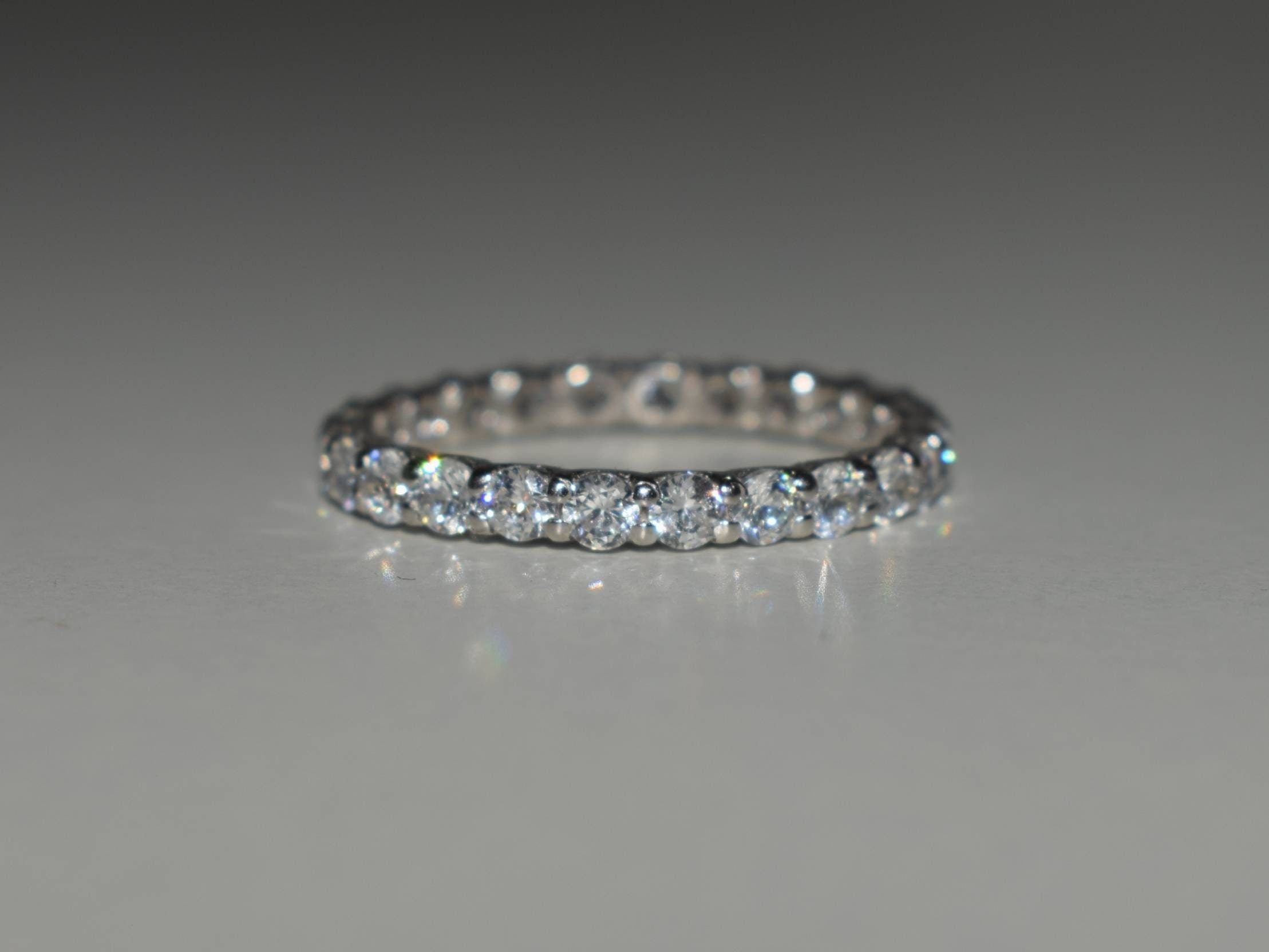18k Solid Gold Full Eternity Band | Never Ending Wedding Band | White Diamond Eternity Ring -