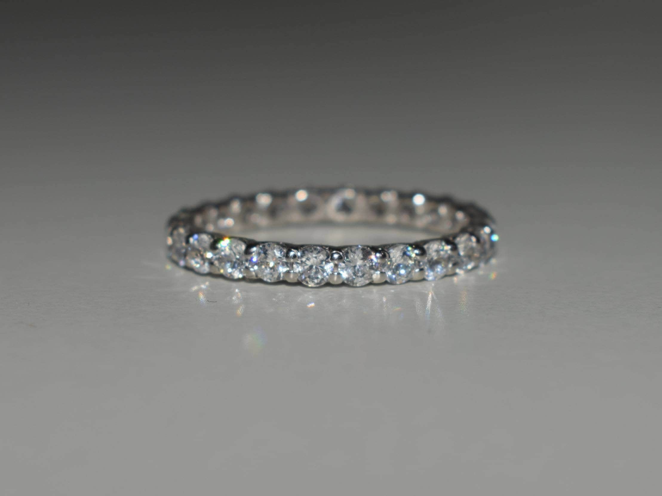 14k Solid Gold Diamond Eternity Band | Never Ending Wedding Band | White Diamond Band -