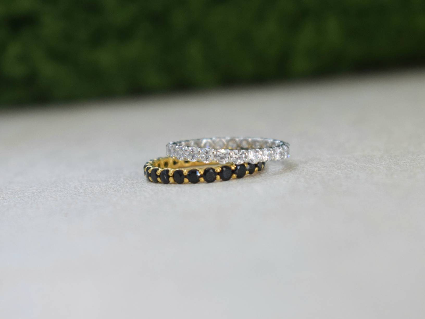 18k Solid Gold Full Eternity Band | Never Ending Wedding Band | White Diamond Eternity Ring -