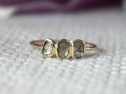 Slice Diamond Ring | Polki Diamond | Champagne Diamond | Three Stone Stacking Ring -