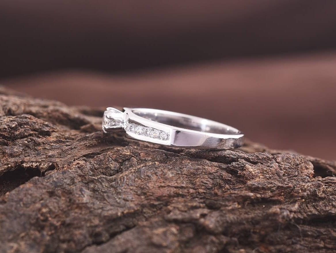 Unique Moissanite Engagement Ring | Gold Moissanite, Rose Gold Diamond Ring, Alternative Engagement Ring -