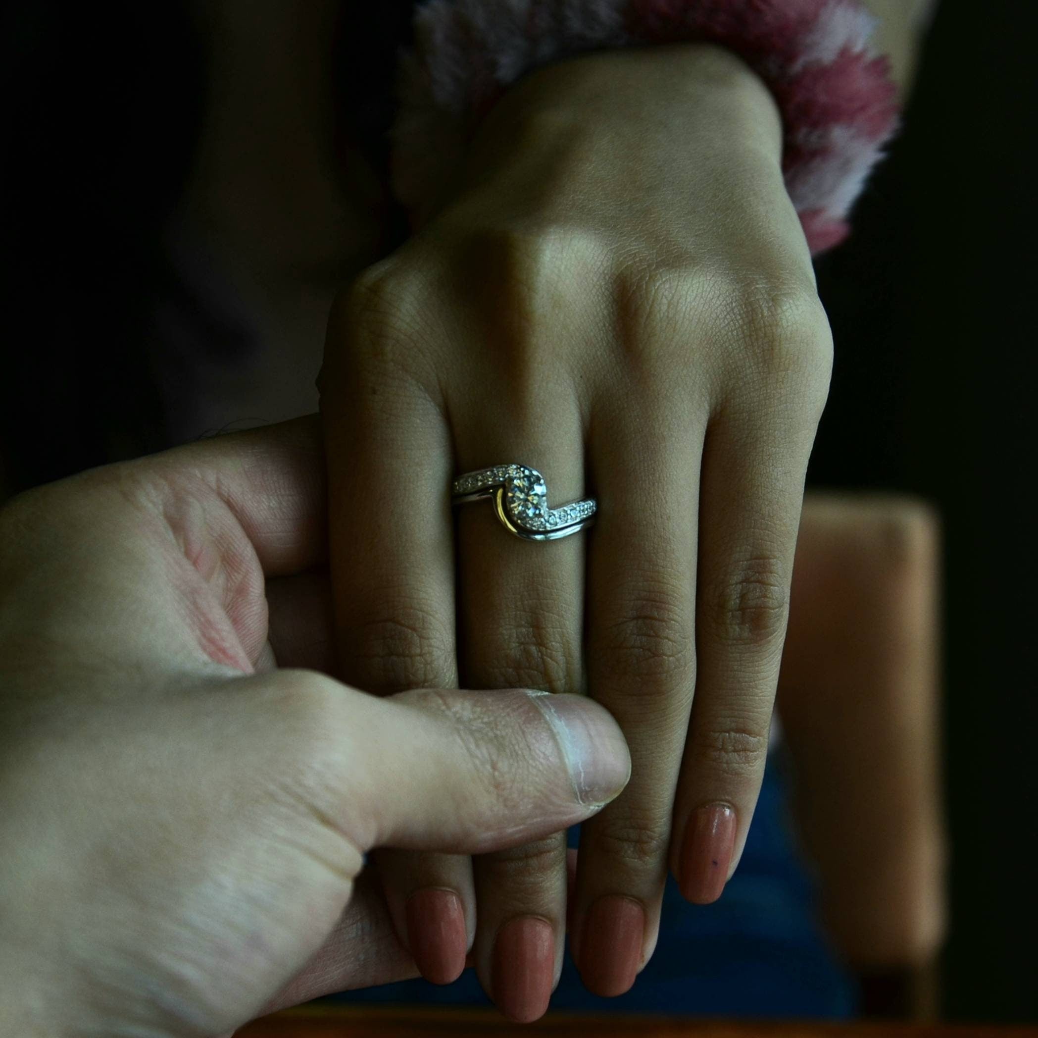 Gold Round Diamond Engagement Ring | Unique Diamond Ring | Moissanite Engagement Ring -
