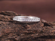 Solid Gold Dainty Diamond Half Eternity Ring | Tiny Diamond Wedding Band | Infinity Ring -