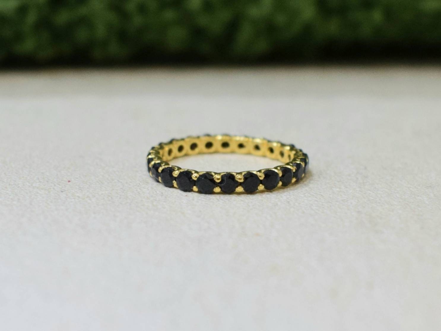 Infinity Diamond Ring | Dainty Black Diamond Band | Never-Ending Wedding Band | Eternity Black Diamond Ring -