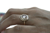 1.5 Carat Diamond Halo Ring | Rose Cut Halo | Black Diamond Ring | Art Deco -