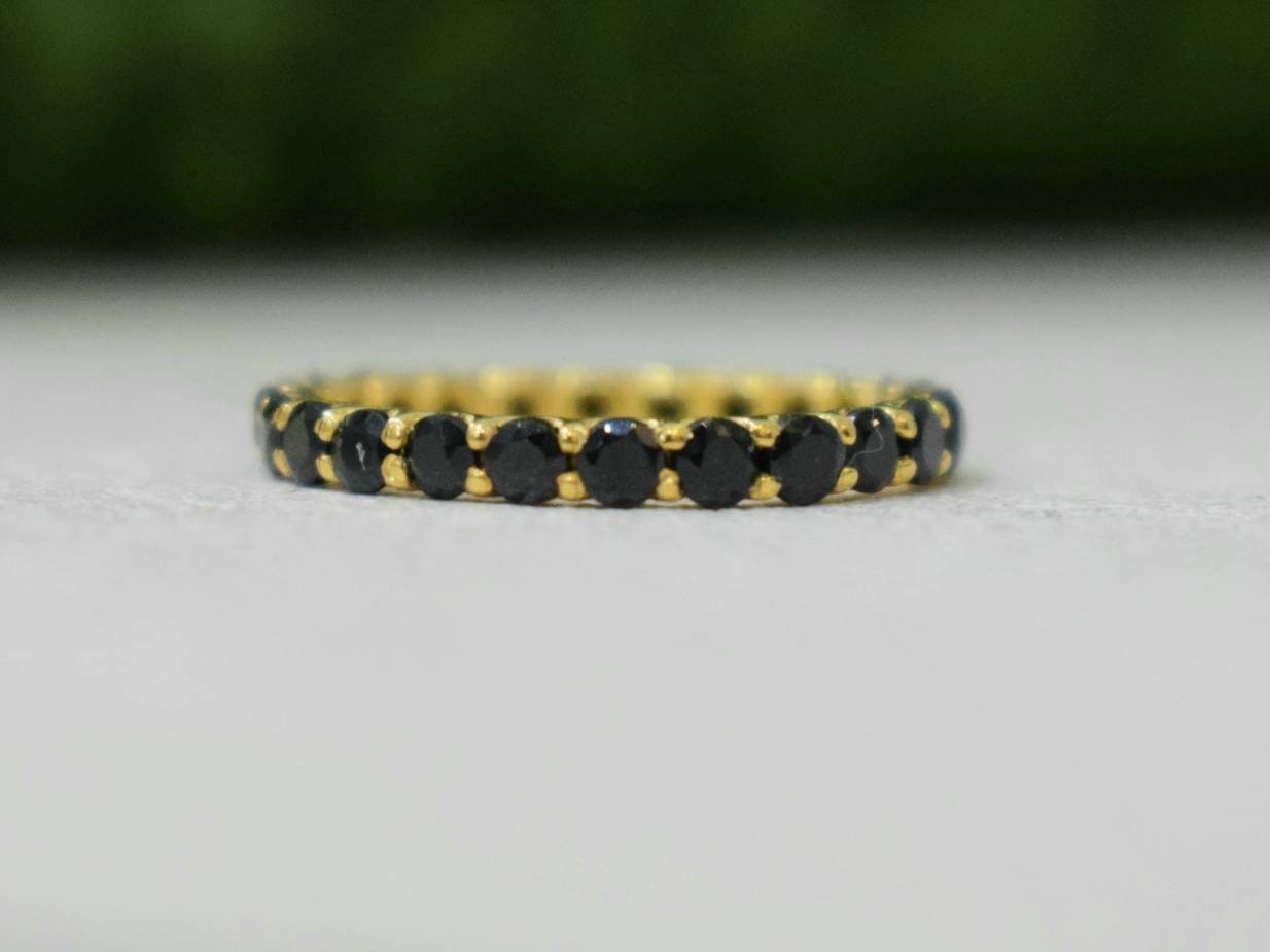 Infinity Diamond Ring | Dainty Black Diamond Band | Never-Ending Wedding Band | Eternity Black Diamond Ring -