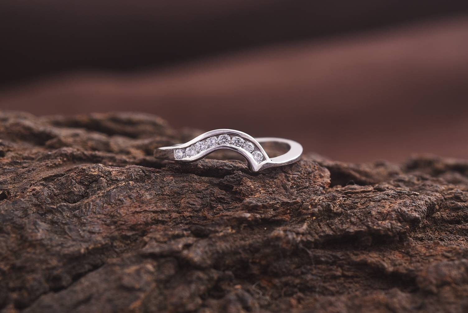 14k Diamond Band | Matching Diamond Wedding Band | Curved Diamond Band | Elegant Stacking Ring -