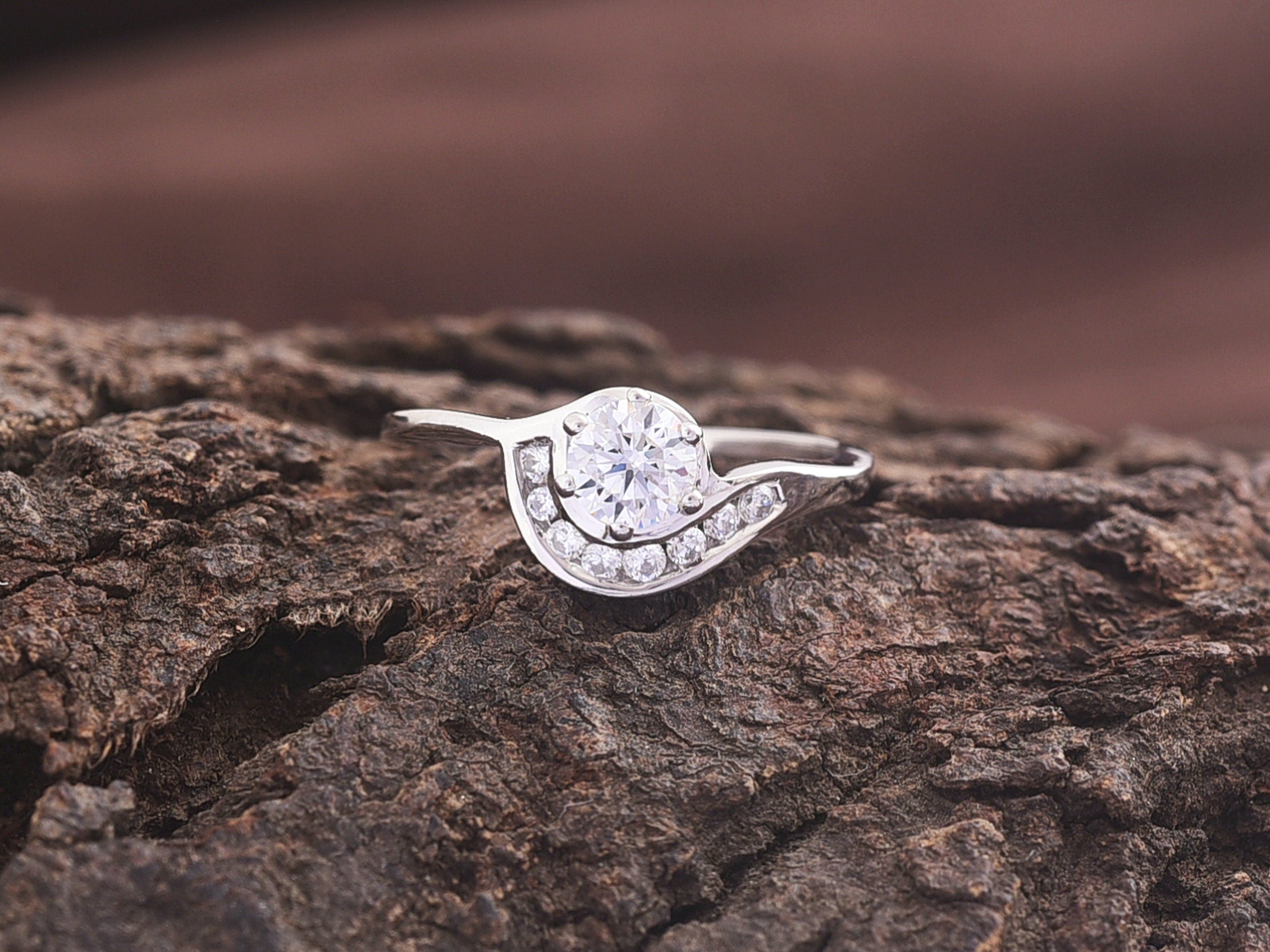 Moissanite Engagement Ring | Diamond Gold Ring | White Gold Moissanite Bridal Set -