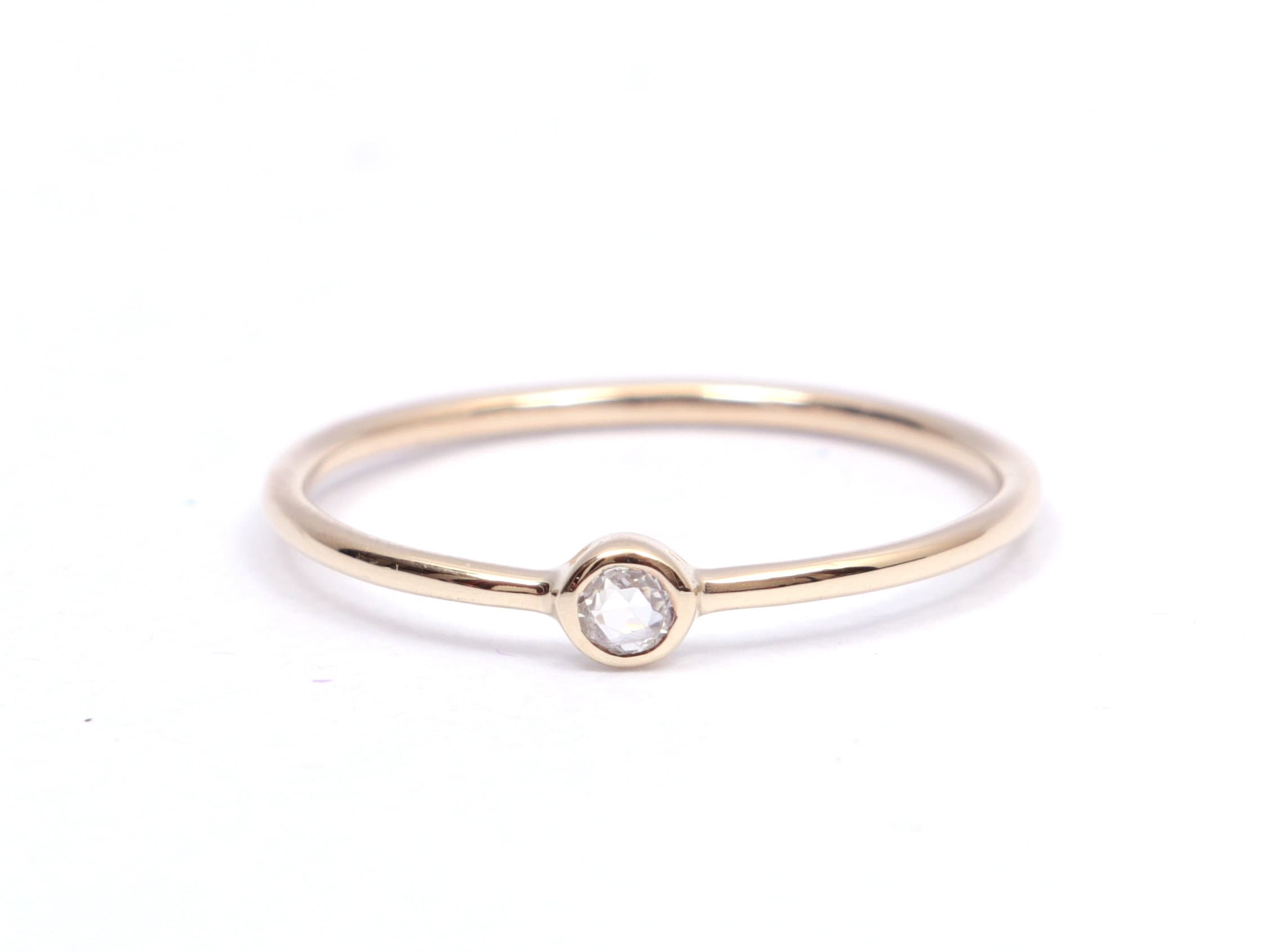 18k Gold Diamond Stacking Ring | Dainty Diamond Ring -