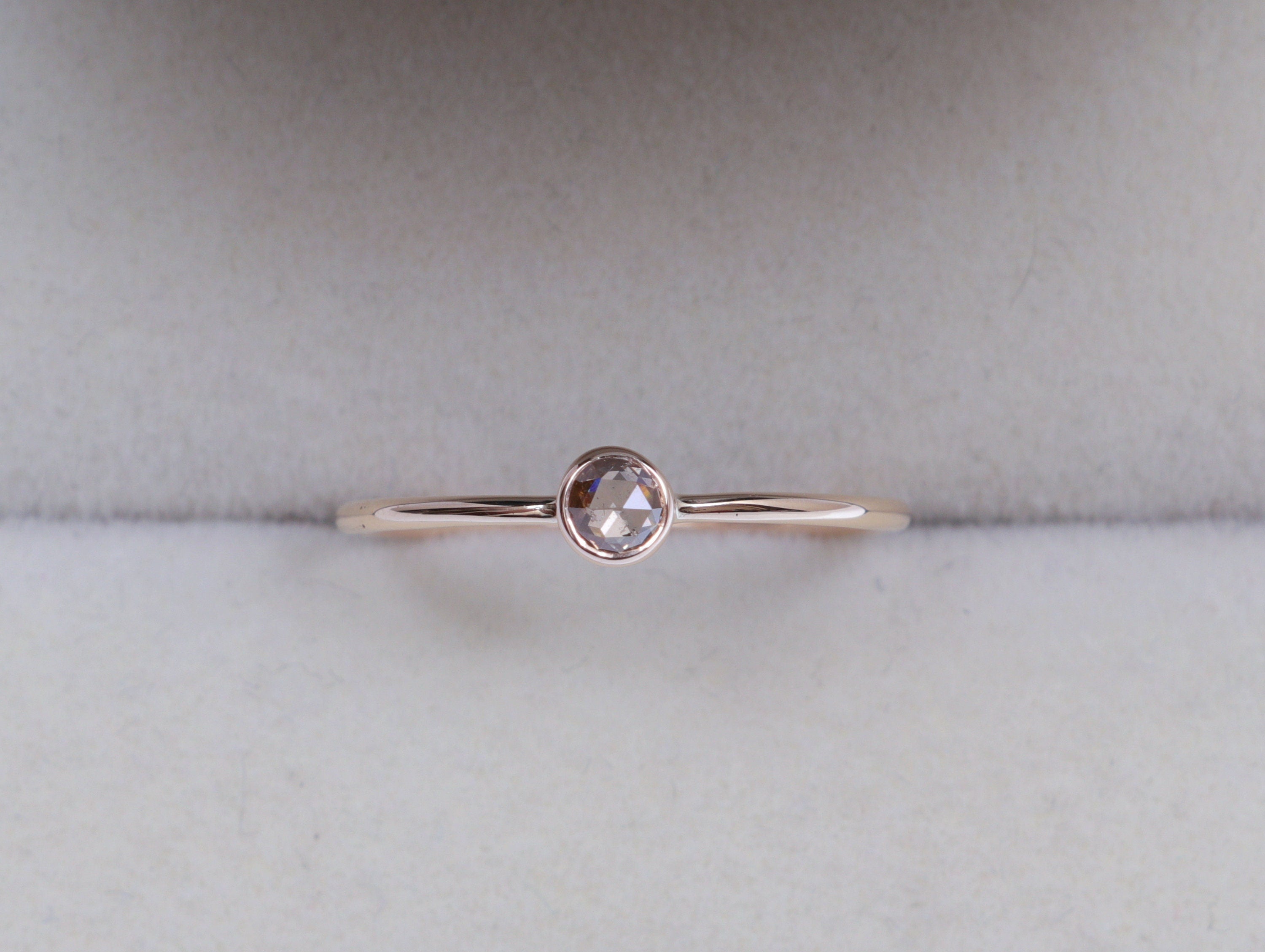 14k Gold Diamond Ring | Dainty Minimalist Diamond Band -