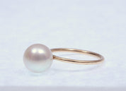 South Sea Pearl Engagement Ring | Solid Gold 9mm Pearl Ring -