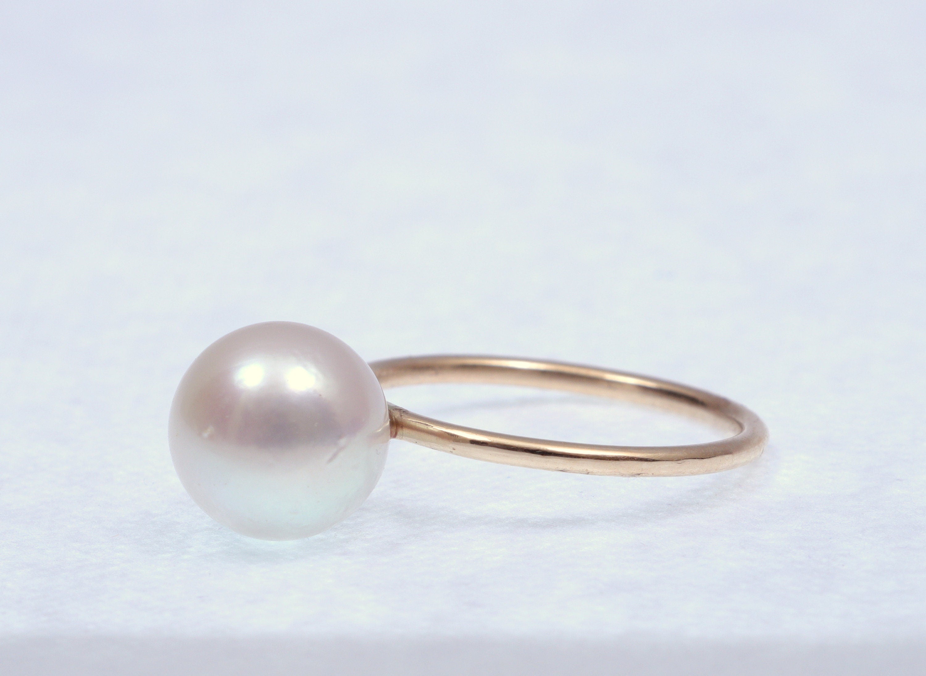 South Sea Pearl Engagement Ring | Solid Gold 9mm Pearl Ring -