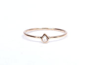 Pear Diamond Ring | 9k/14k/18k Rose Cut Diamond Ring | Dainty Stacking Ring -