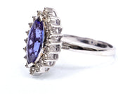 Tanzanite Marquise Engagement Ring | Art Deco White Gold Wedding Ring | Anniversary Gift -