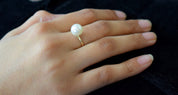 South Sea Pearl Engagement Ring | Solid Gold 9mm Pearl Ring -