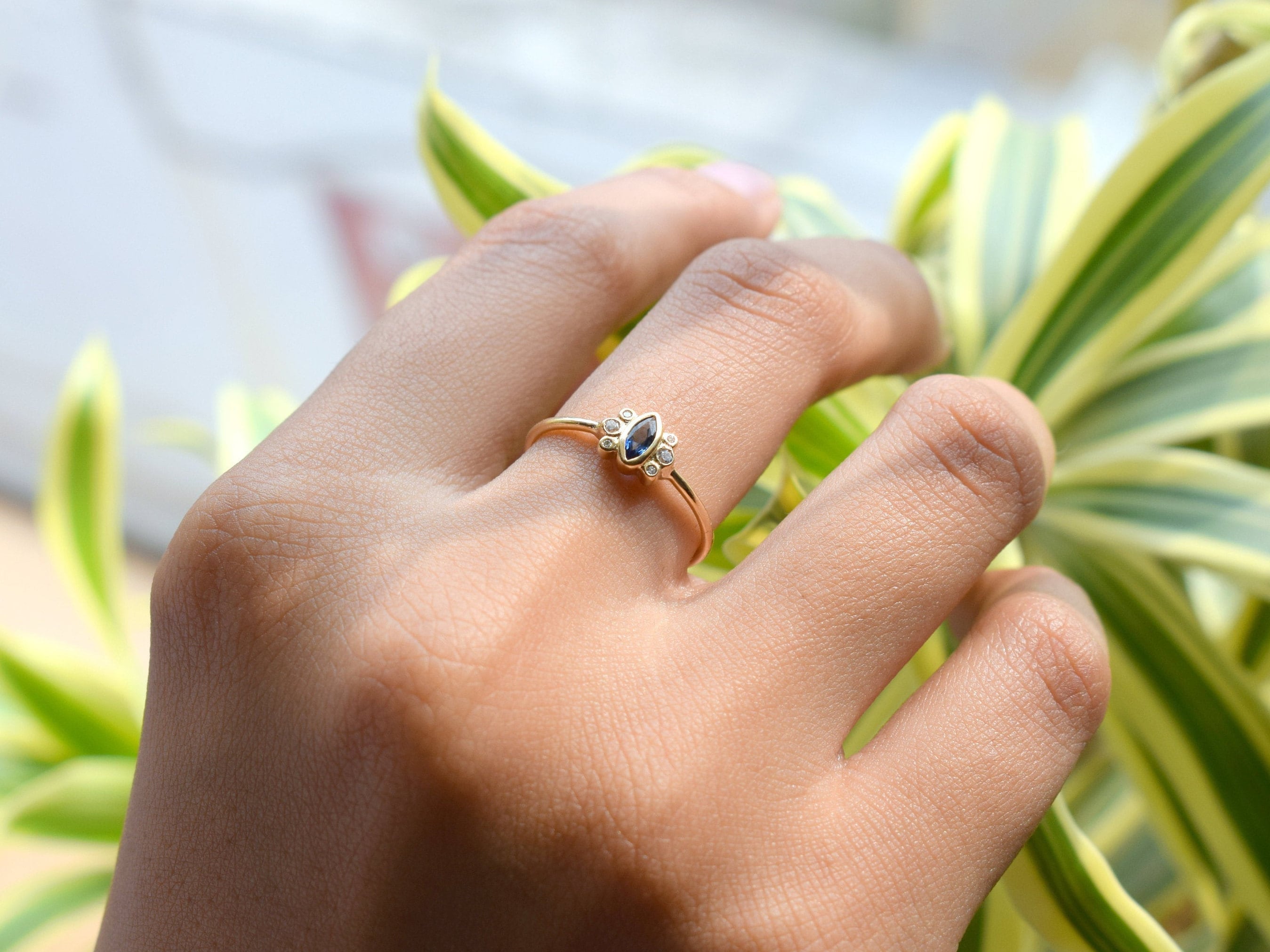 Dainty Blue Sapphire Ring | Natural Sapphire Stacking Ring -