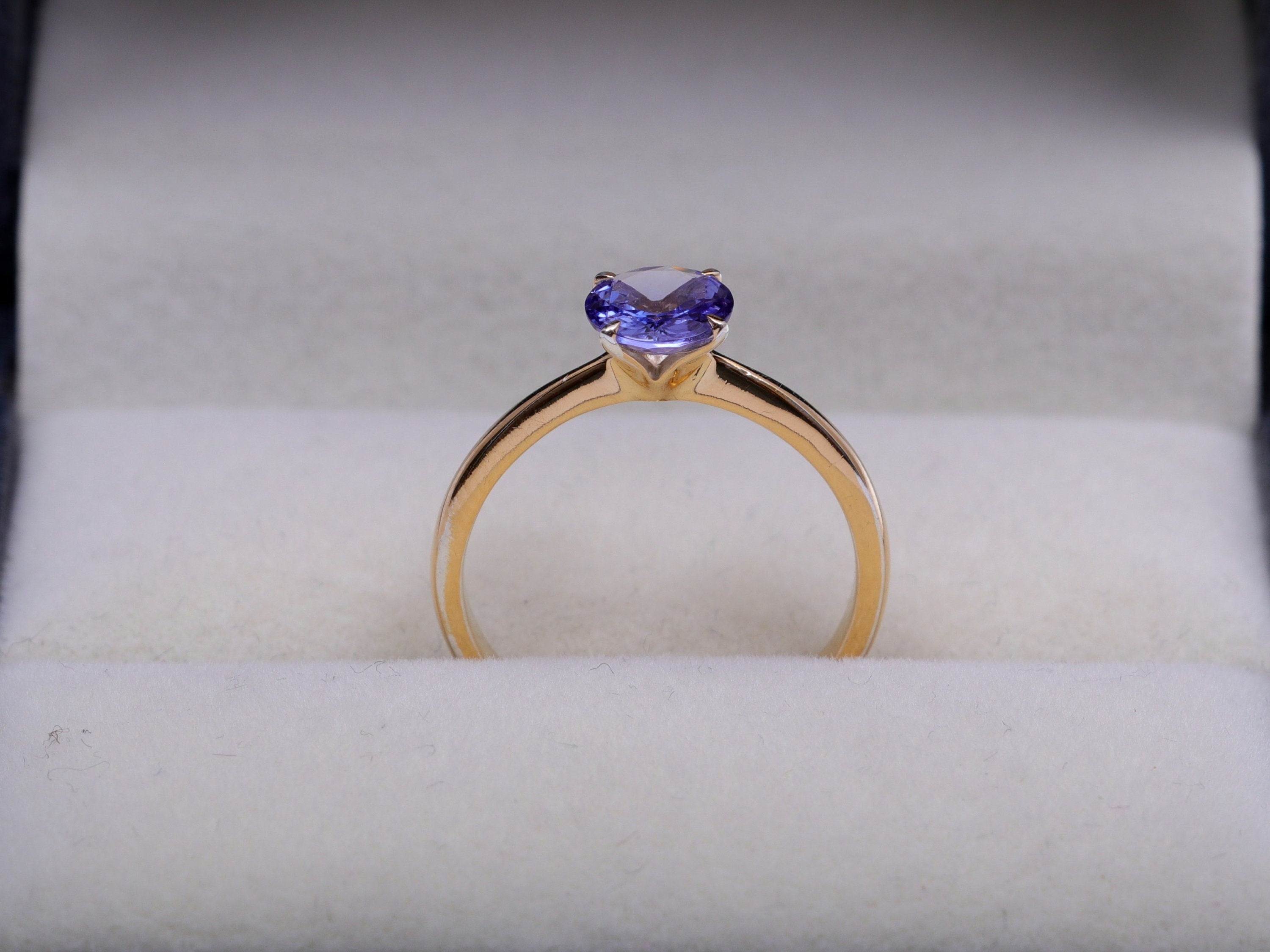 Solid Gold Tanzanite Solitaire Ring | Rose Gold | Natural Tanzanite Engagement Ring -
