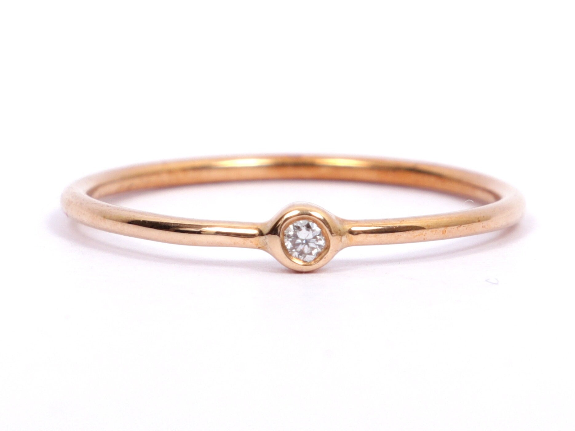 9k/14k/18k Gold Diamond Stacking Ring | Dainty Minimalist Diamond Ring | Gold Stacking Ring -