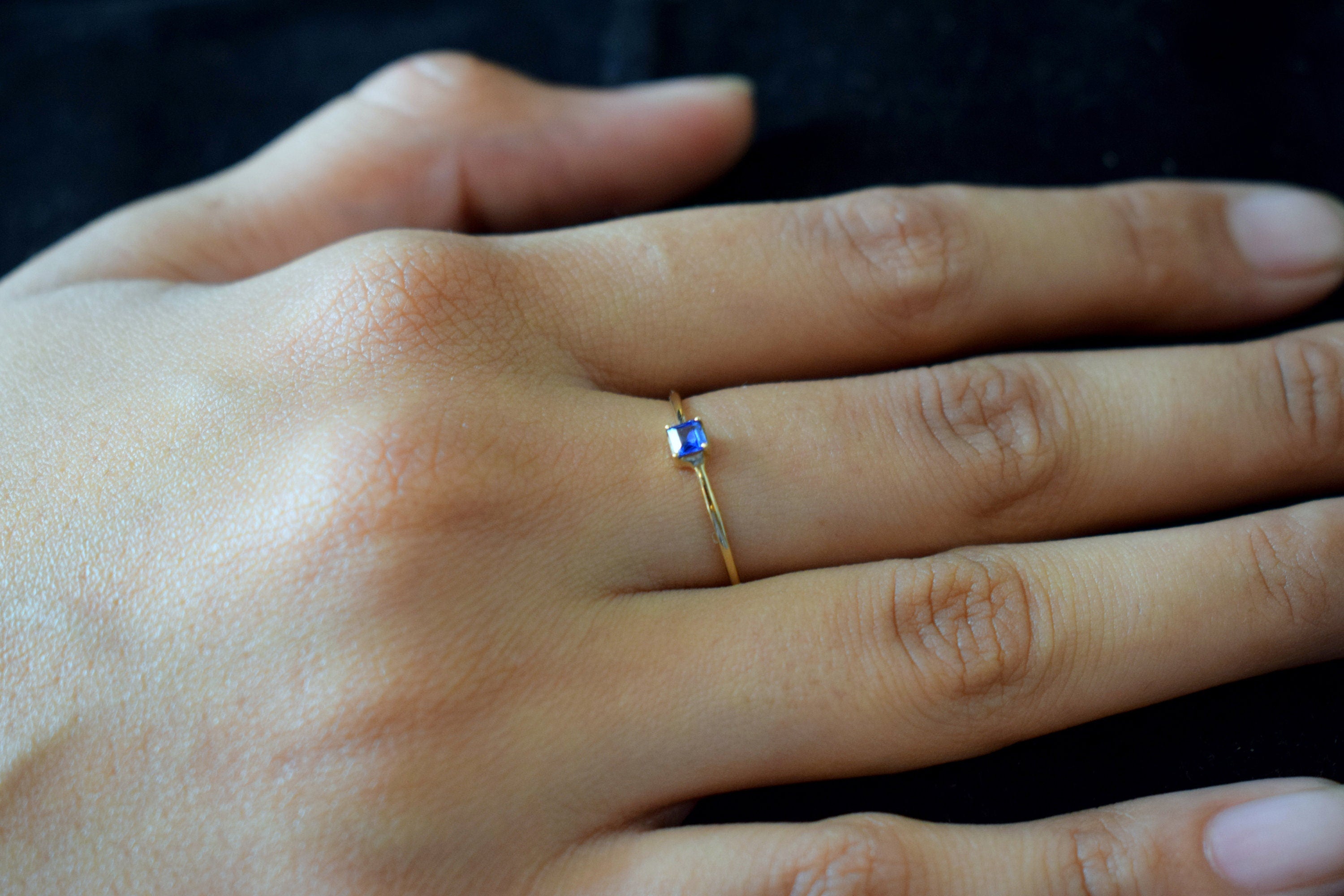 Blue Sapphire Stacking Ring | Dainty Sapphire Ring | Stackable Blue Sapphire Jewelry -