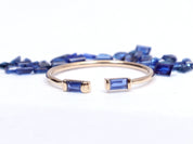 Solid Gold Blue Sapphire Baguette Ring | Sapphire Stacking Ring -