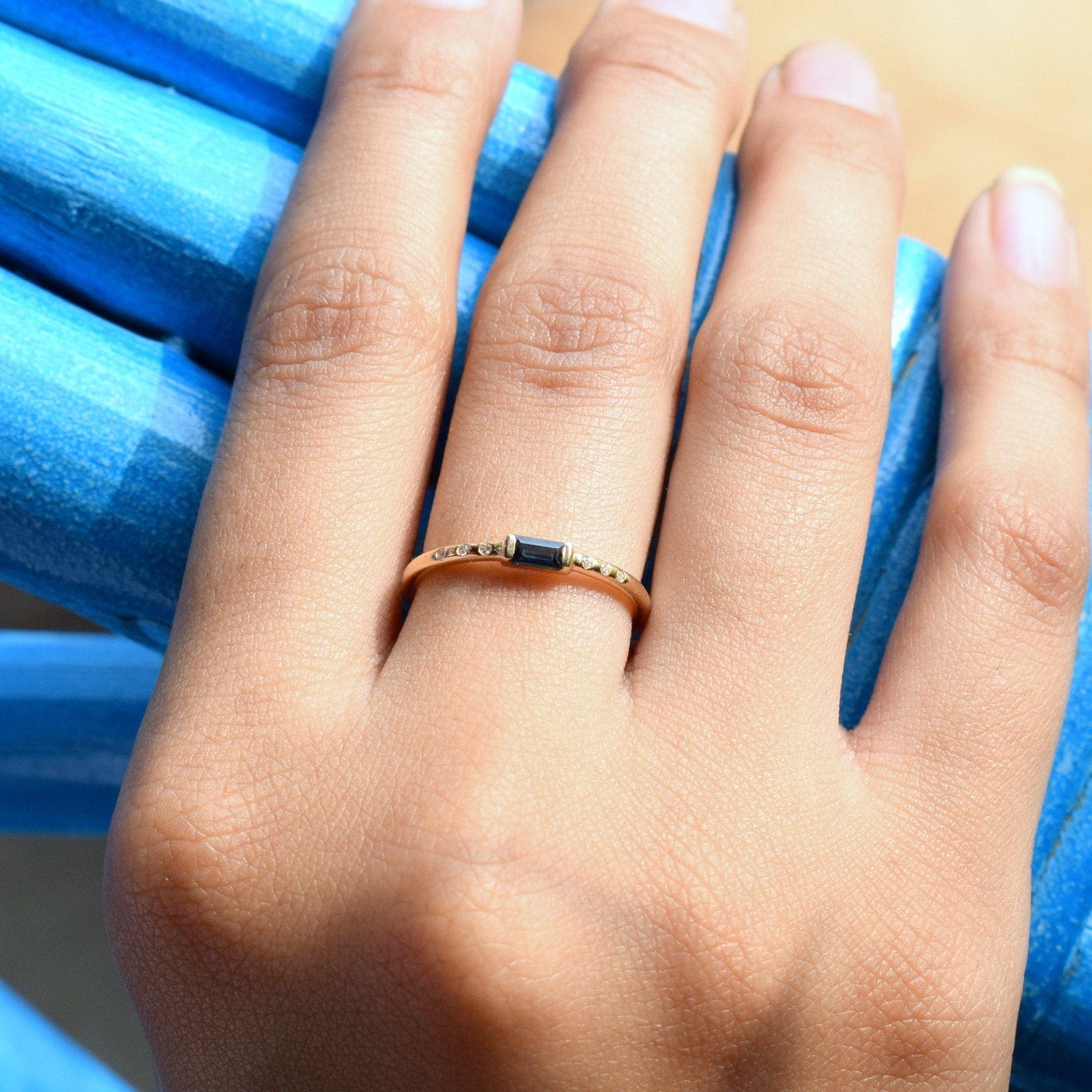 Teal Sapphire Diamond Cluster Engagement Ring | Morganite Sapphire Gift Ring -