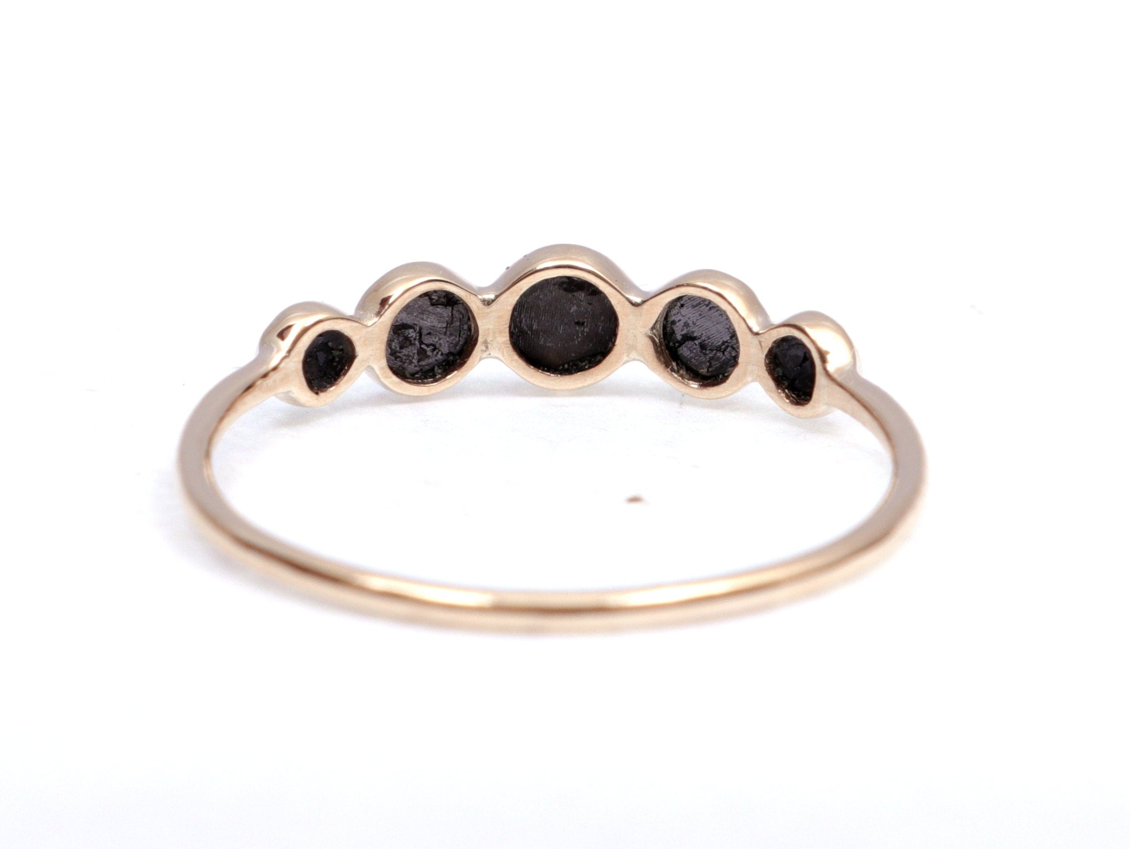 18k/14k/9k Natural Black Rose Cut Diamond Ring | Gold Black Diamond Ring | Dainty Rose Cut Diamond Ring -