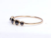 18k/14k/9k Natural Black Rose Cut Diamond Ring | Gold Black Diamond Ring | Dainty Rose Cut Diamond Ring -