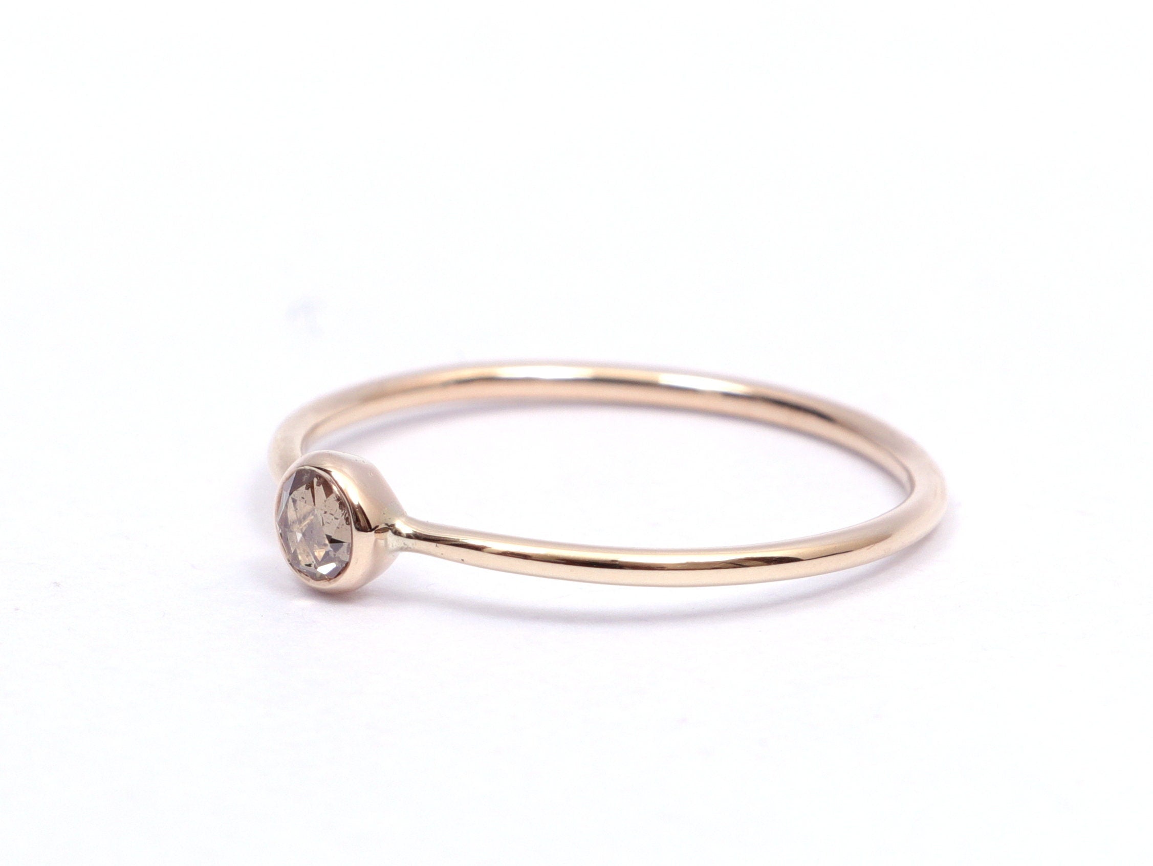14k Gold Diamond Ring | Dainty Minimalist Diamond Band -