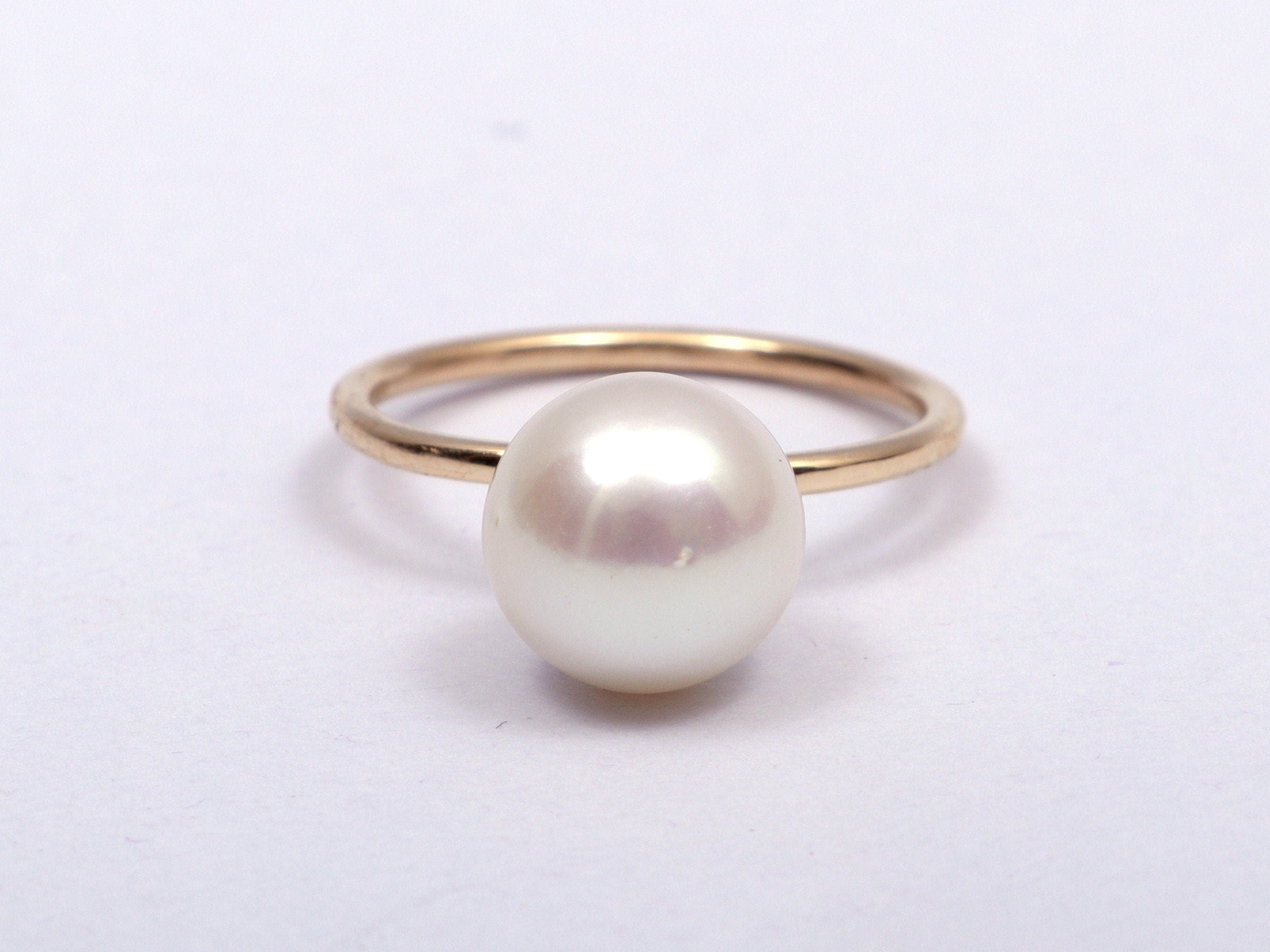 South Sea Pearl Engagement Ring | Solid Gold 9mm Pearl Ring -