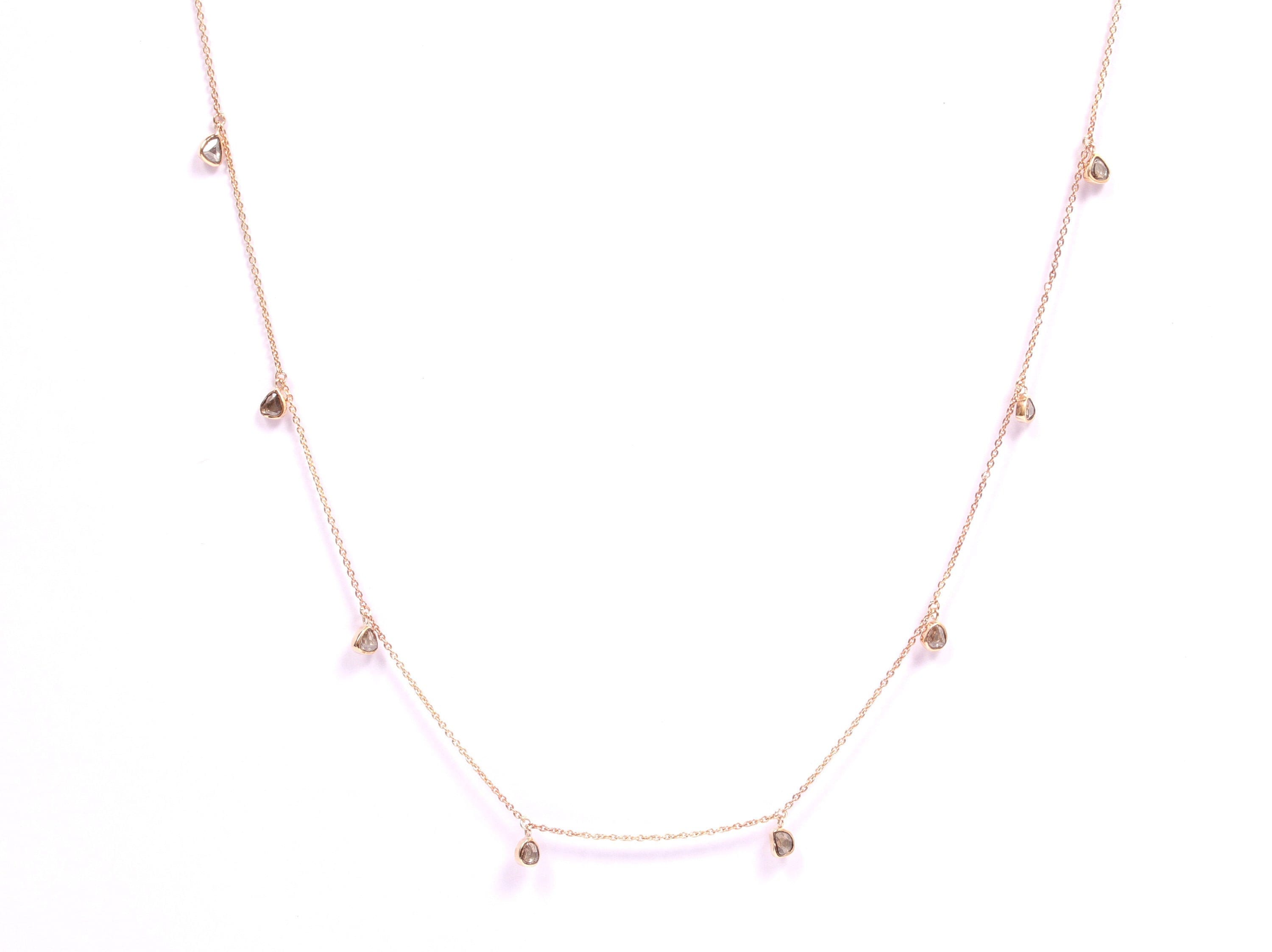 18k Rosecut Diamond Necklace | Slice Diamond Gold Necklace | Polki Diamond Necklace for Her -