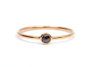 Rose Cut Black Diamond Ring | 9k/14k/18k Gold | Stacking Black Diamond Ring -