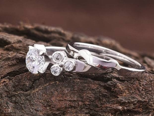 Moissanite Diamond Wedding Set | Matching Engagement & Wedding Rings -