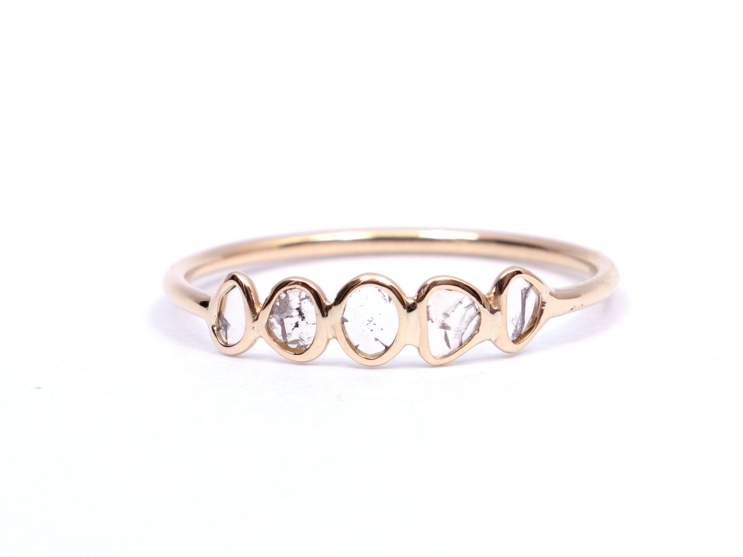 Polki Diamond Minimalist Ring | Slice Diamond Stacking Ring | Rosecut Polki Diamond Jewelry -