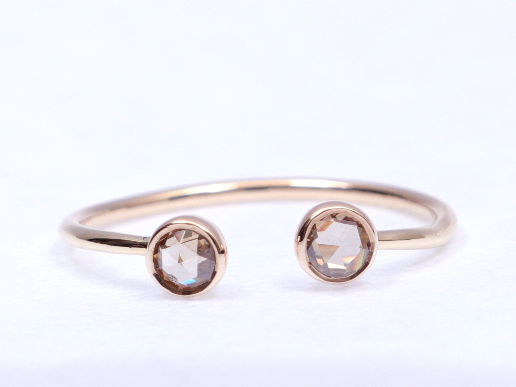 Rose Cut Diamond Ring | 9k/14k/18k Gold | Stacking Dainty Diamond Ring -
