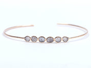 Slice Diamond Cuff Bangle | Rose Cut Diamond Gold Bracelet | Polki Diamond Cuff Bangle | Uneven Diamond Bracelet -