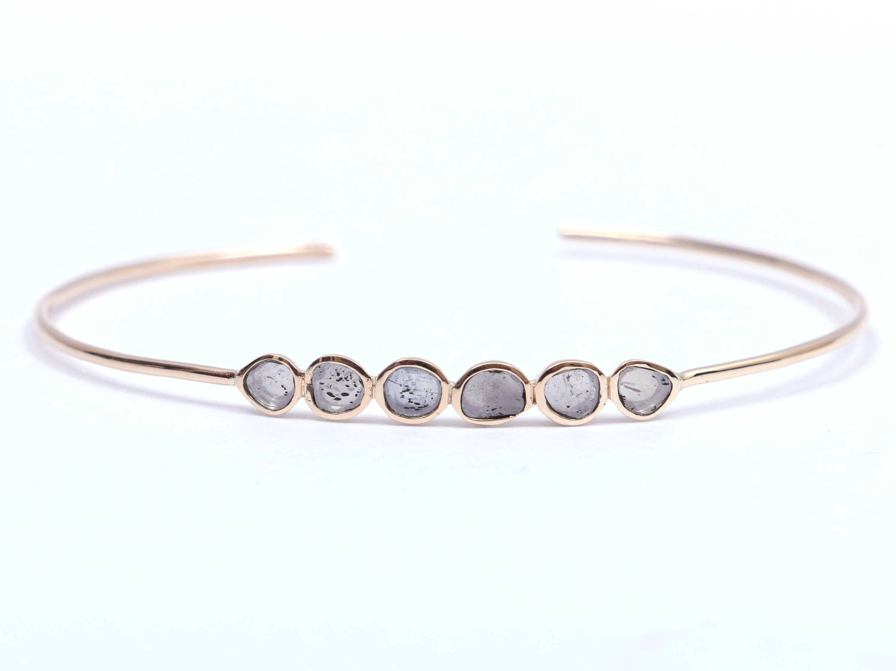 Slice Diamond Cuff Bangle | Rose Cut Diamond Gold Bracelet | Polki Diamond Cuff Bangle | Uneven Diamond Bracelet -