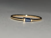 Sapphire Baguette Stacking Ring | Blue Sapphire Baguette Gold Ring | Minimalist Dainty Ring -