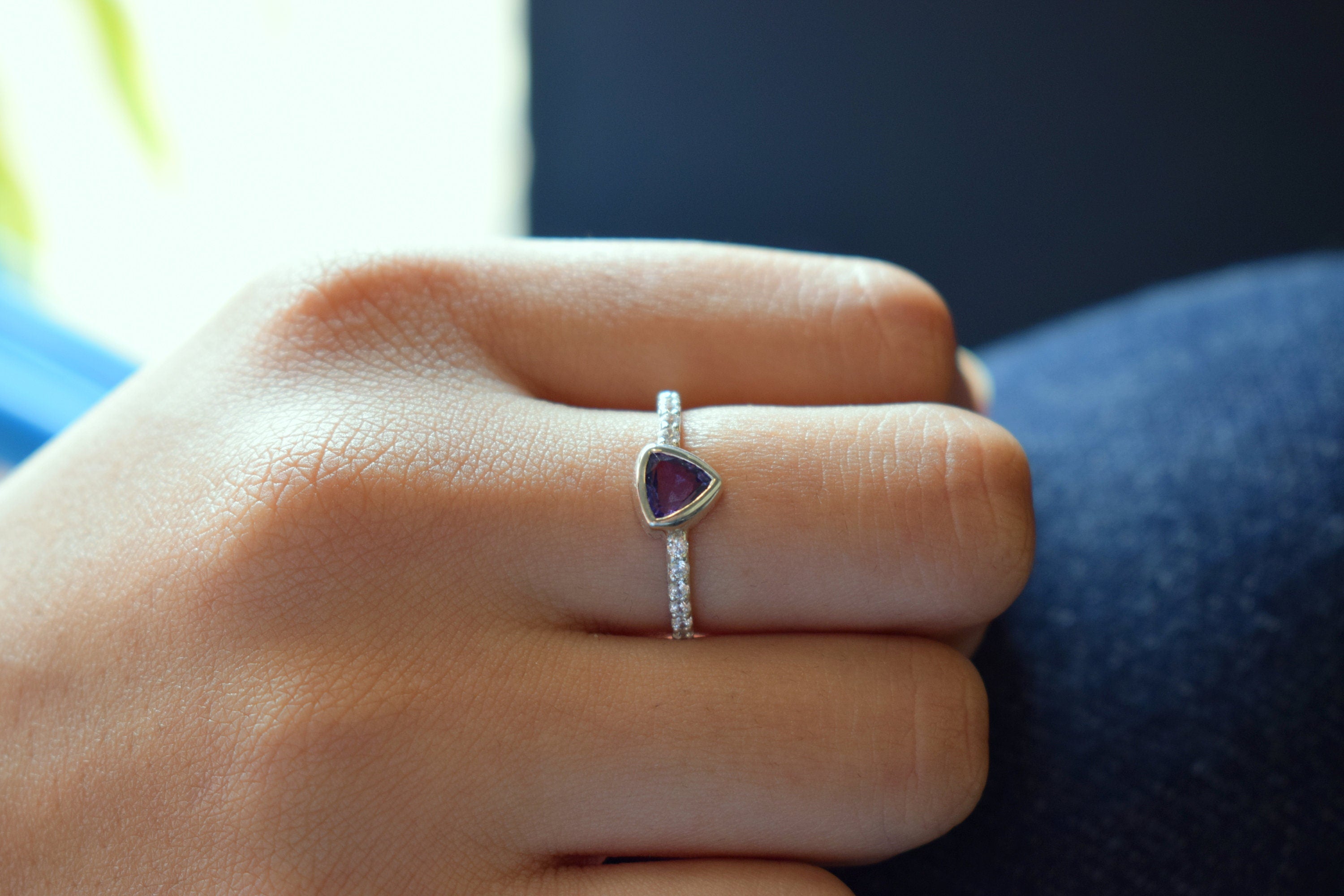 Tanzanite Engagement Ring | Rose Gold Tanzanite Ring | Promise Ring | Trillion Cut -