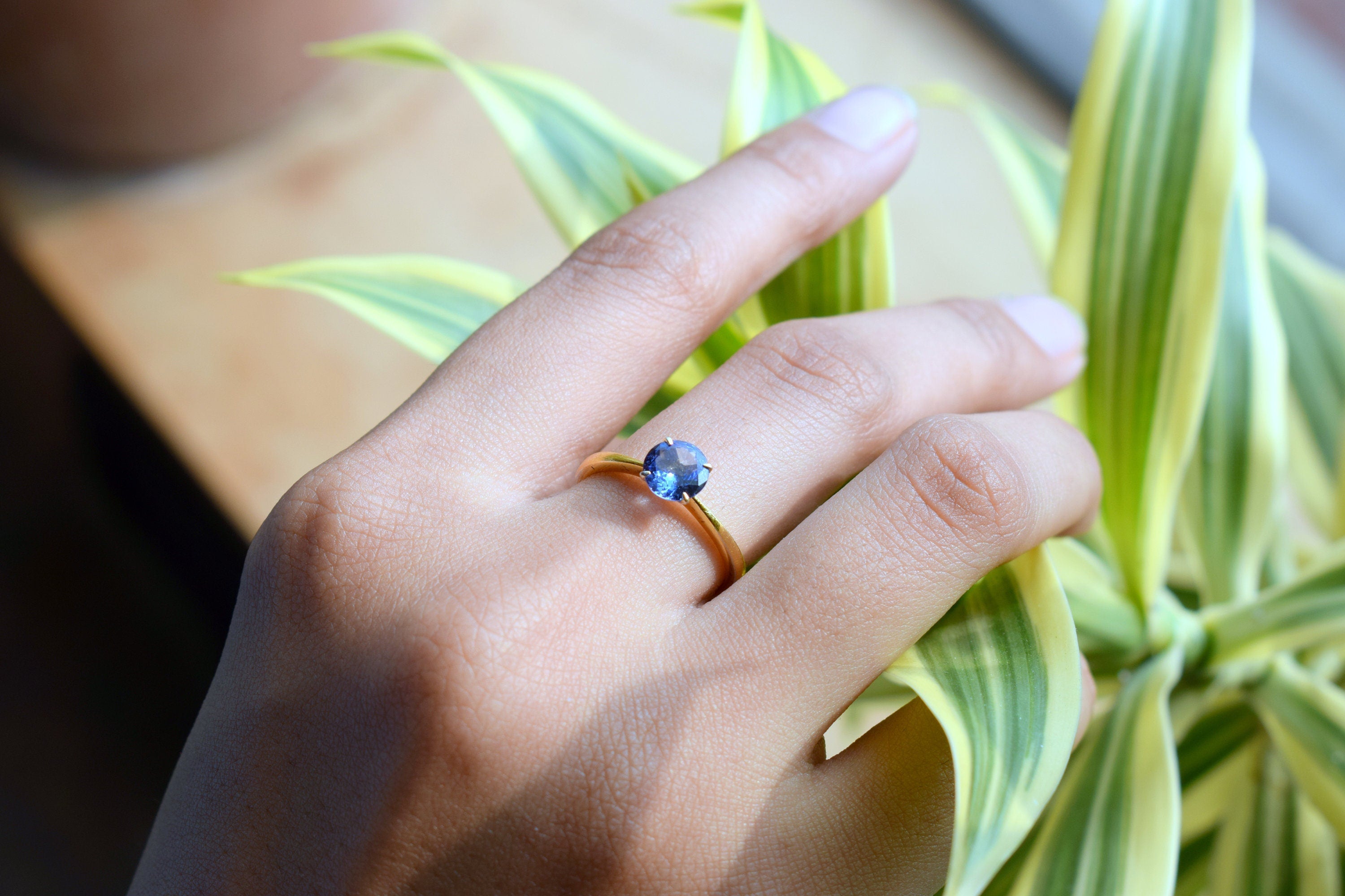 Solid Gold Tanzanite Solitaire Ring | Rose Gold | Natural Tanzanite Engagement Ring -