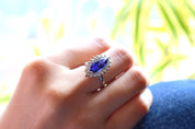 Tanzanite Marquise Engagement Ring | Art Deco White Gold Wedding Ring | Anniversary Gift -