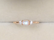 Rainbow Moonstone Engagement Ring | Gold Moonstone Stacking Ring | Natural Moonstone Diamond Ring -