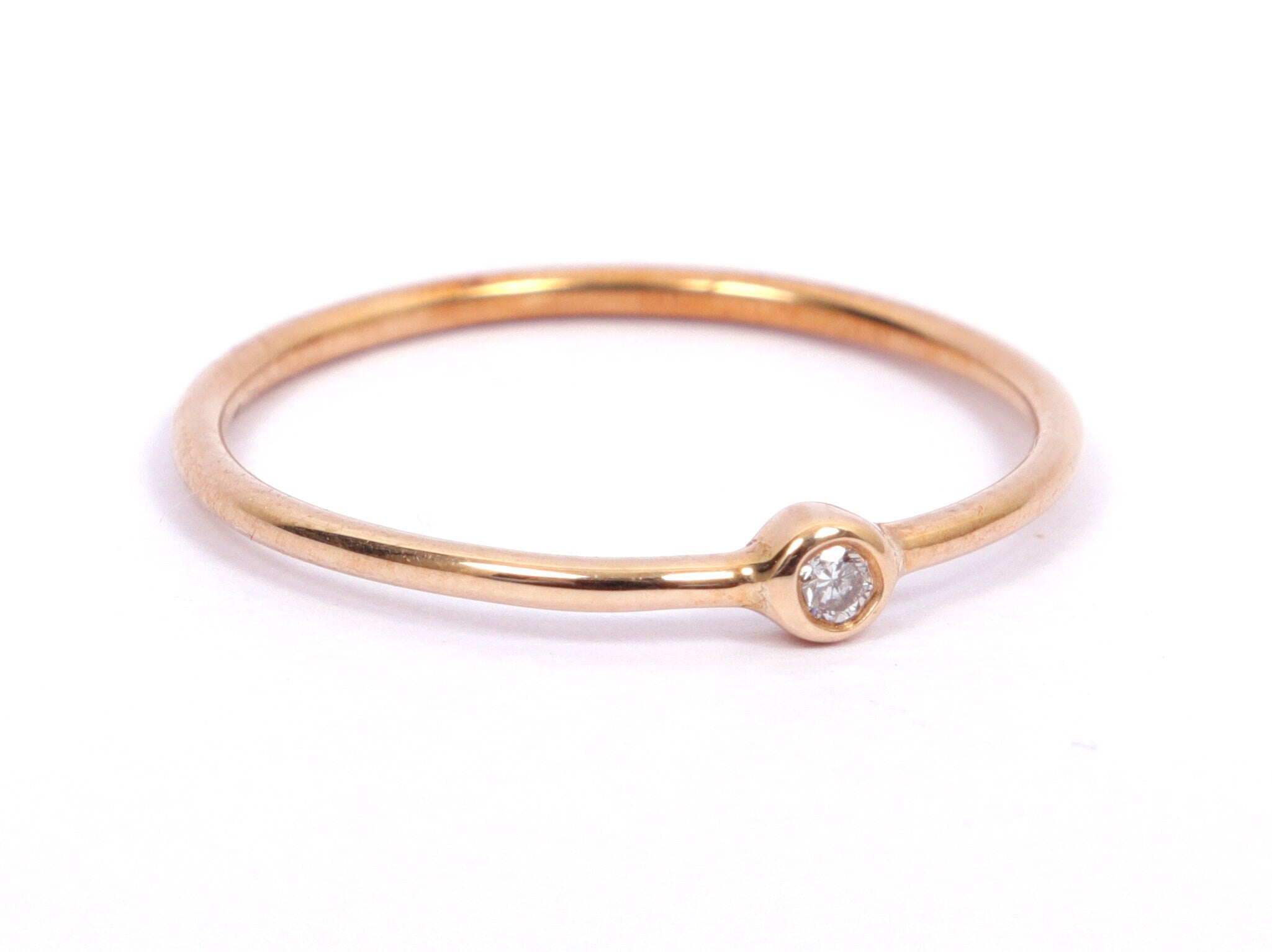 9k/14k/18k Gold Diamond Stacking Ring | Dainty Minimalist Diamond Ring | Gold Stacking Ring -